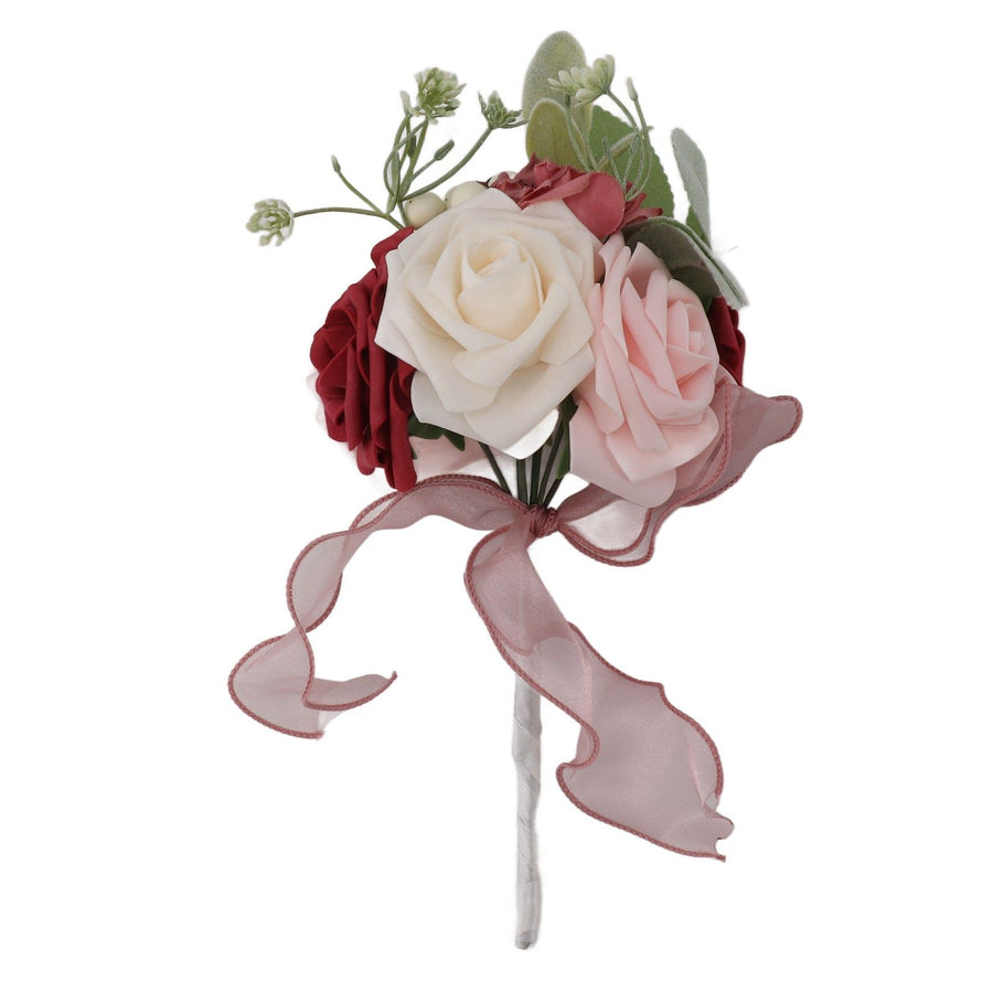 Romantic Rose Bridal Wedding Bouquet Artificial Silk Flowers Fake Flowers Bridesmaid Bouquet Home Party Decoration Rose Red