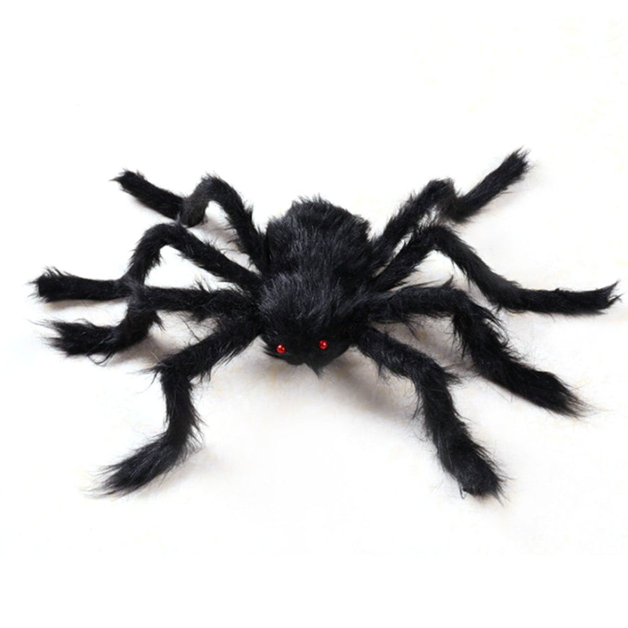 Giant Fake Spider Lifelike Halloween Posable Black Soft Hairy Fake Spiders Scary Decorations for Yard Home 125cm