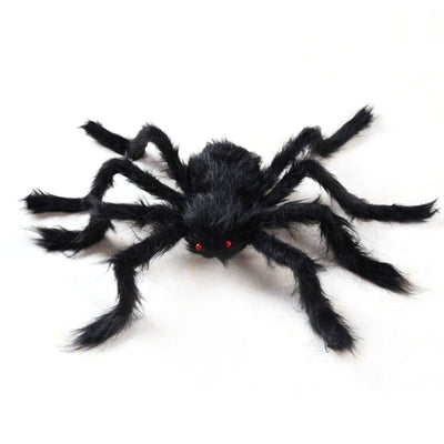Giant Fake Spider Lifelike Halloween Posable Black Soft Hairy Fake Spiders Scary Decorations for Yard Home 200cm