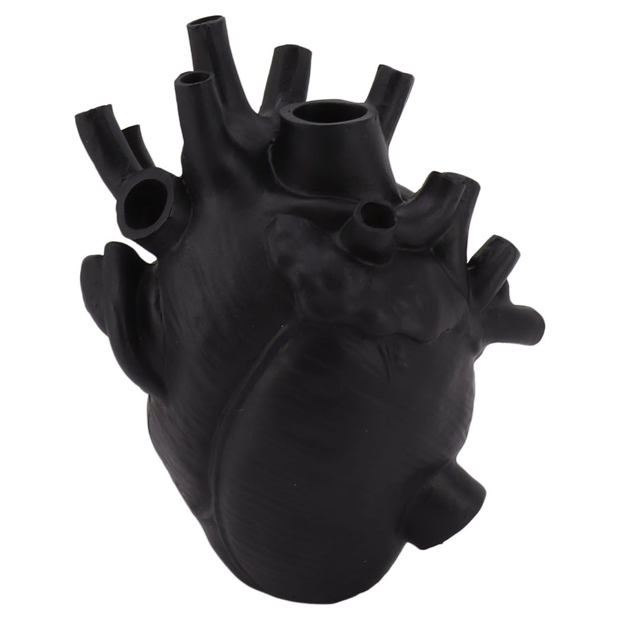 Heart Shaped Vase Decorative Modern Resin Exquisite Planter Pot for Home Office Bedroom Wedding Black