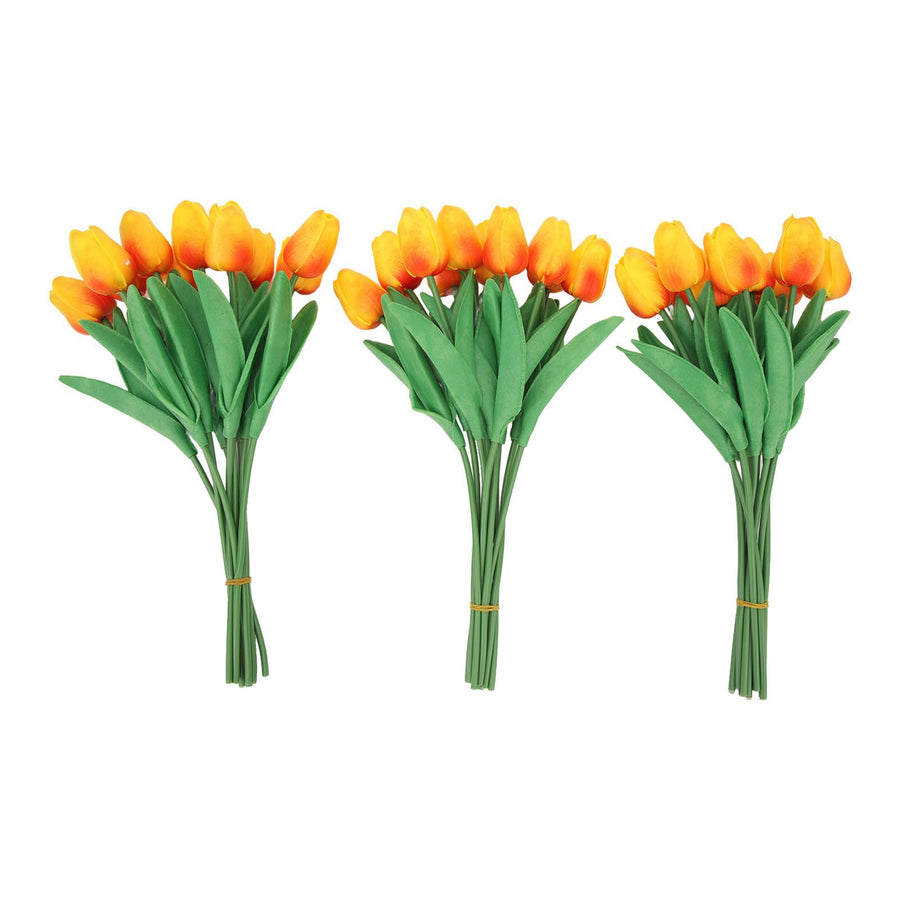 30pcs Artificial Tulips Flowers Innovative Simulation Hand Crafted PU Fake Tulips for Home Wedding Party Decor Sunset Red