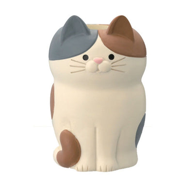 Cat Ornament Multifunctional Phone Tablet Glasses Pen Holder Desk Decoration for Home Squat Tri Colored Cat