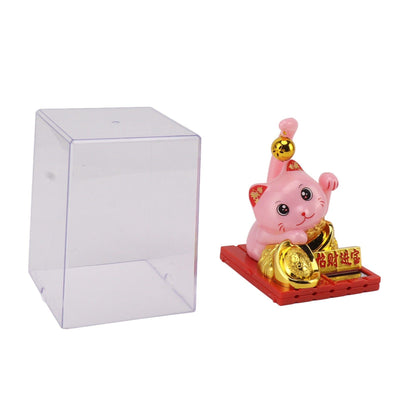 Arm Waving Fortune Cat Solar Powered Light Induction Lucky Cat Decoration for Desks Windows Car Dashboards Pink Large
