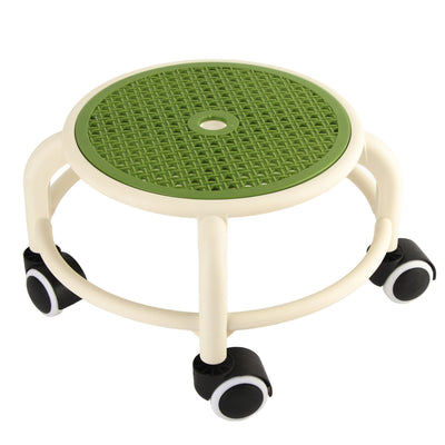 Round Rolling Low Stool Comfortable Universal Wheel Movable Mini Stool High Weight Capacity for Home Green