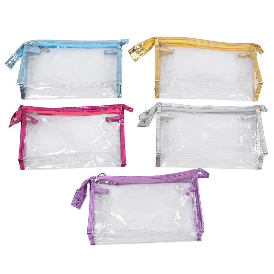 Clear Cosmetic Bag Waterproof Transparent PVC Makeup Toiletry Pouch with Handle Strap for Bathroom Travel 5pcs