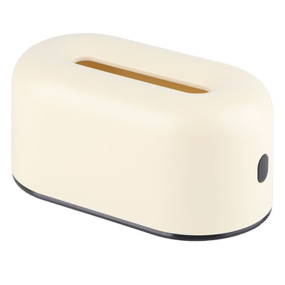 Tissue Box Holder Waterproof Simple Cream Yellow Wide Opening Plastic Tissue Paper Box for Office Bedroom Living Room