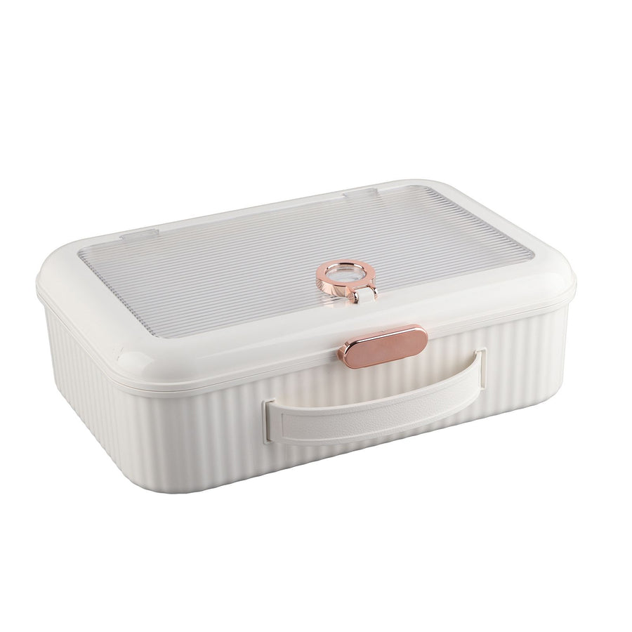 Multifunctional Document Storage Box Large Capacity Two Layer Liner Home Certificate Organizer White