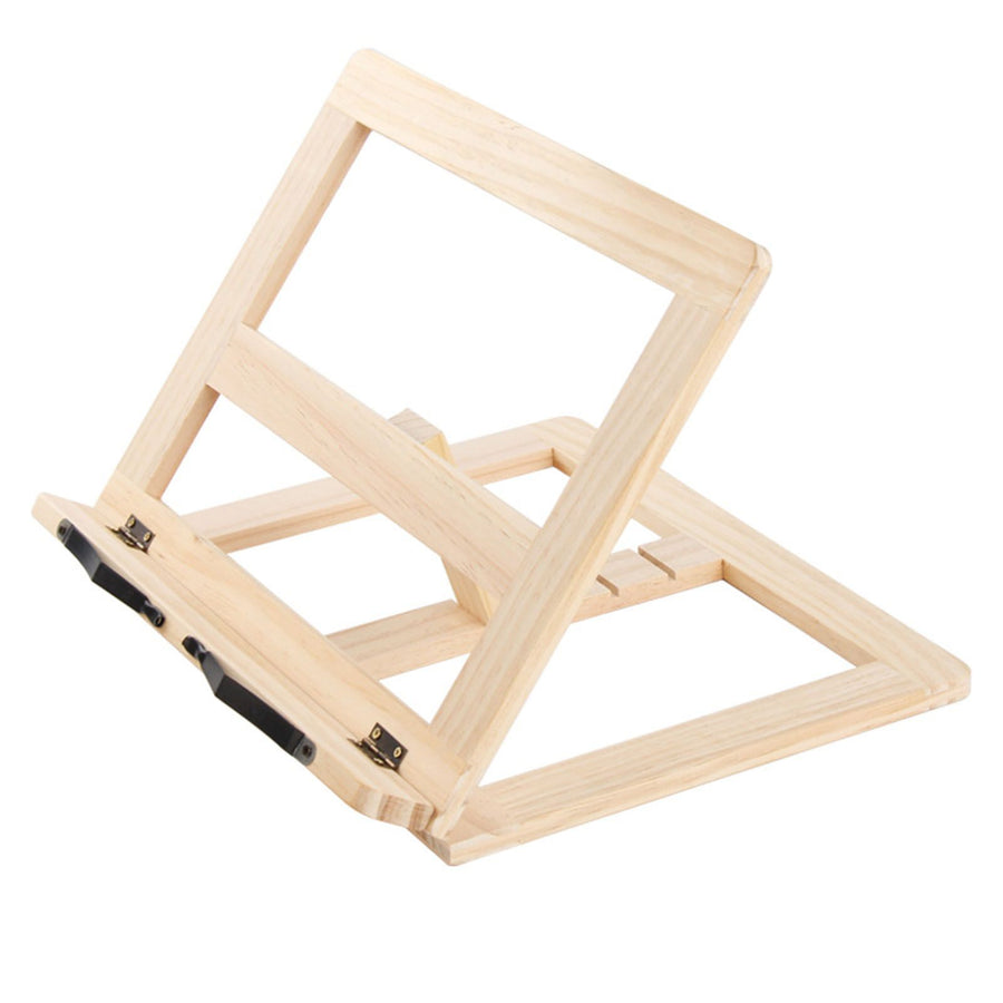 Wooden Book Stand Adjustable Book Holder Reading Stand Recipe Cookbook Holder for Kid Adult Home Iron Clip