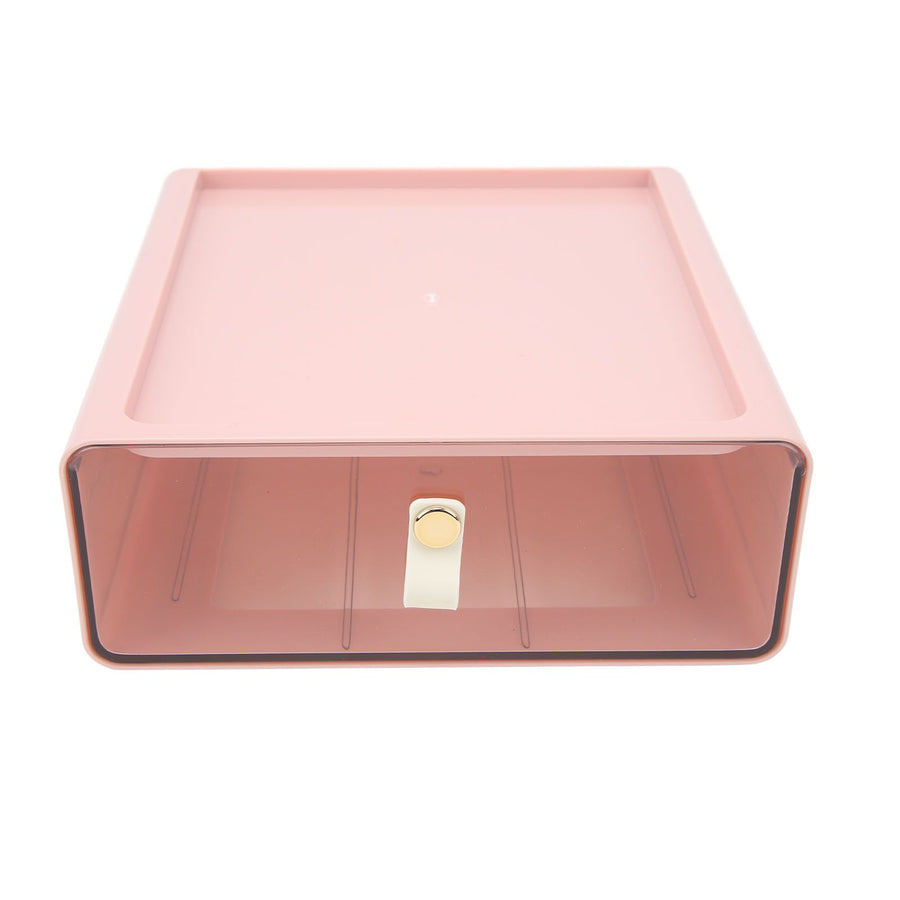 Clear Drawer Storage Box Large Capacity Desktop Drawer Storage Container Organizer for Office Pink