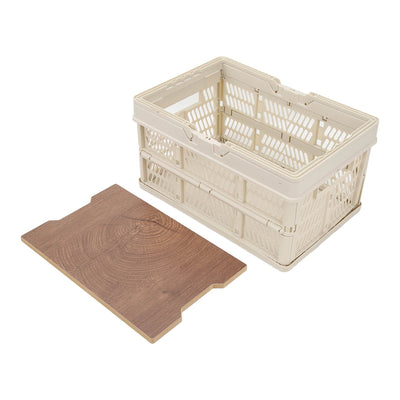 Camping Picnic Basket Foldable Large Capacity Multifunction Handheld Camping Storage Basket Camping Storage Box Grey White S