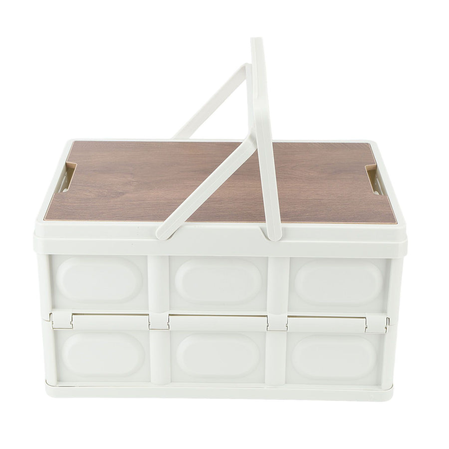 Camp Box Outdoor Camping Portable Storage Box with Handle Removable Foldable Camping Portable Wooden Lid Storage Box S