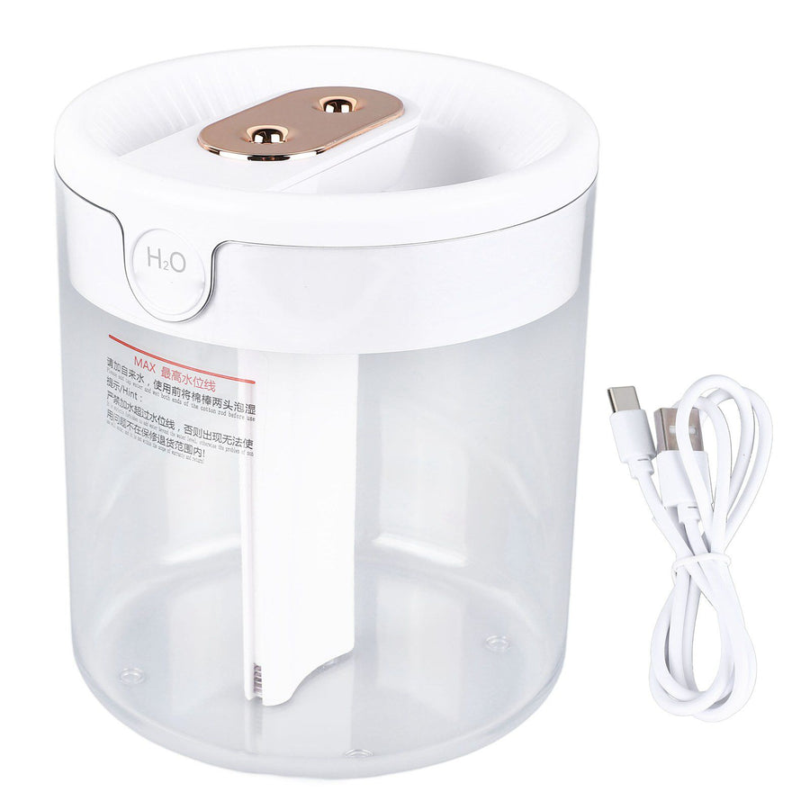 Humidifier 2L White Large Capacity Double Nozzle Mist Humidifier Home Bedroom Office Mute USB Night Light Air Vaporizer