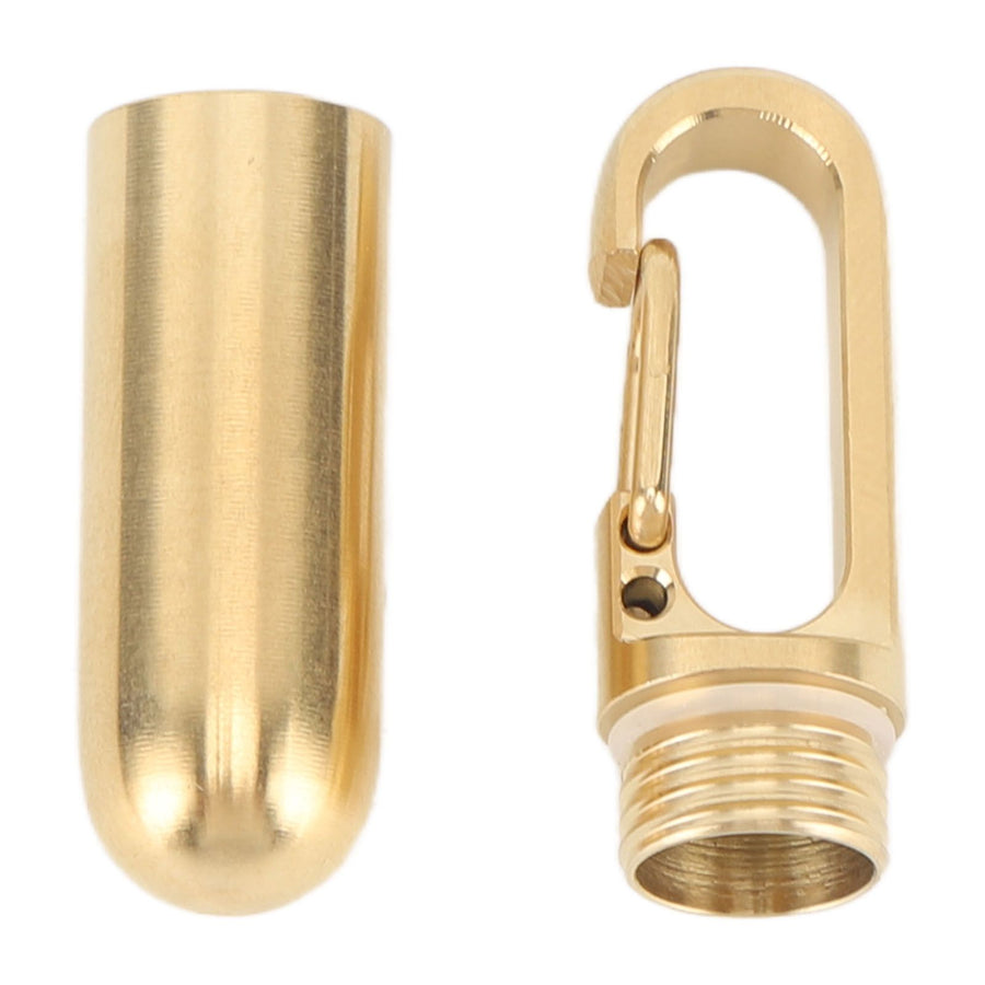 Keychain Medication Box Single Chamber Stainless Steel Keychain Medicine Organizer for Outdoor Travel Camping Gold