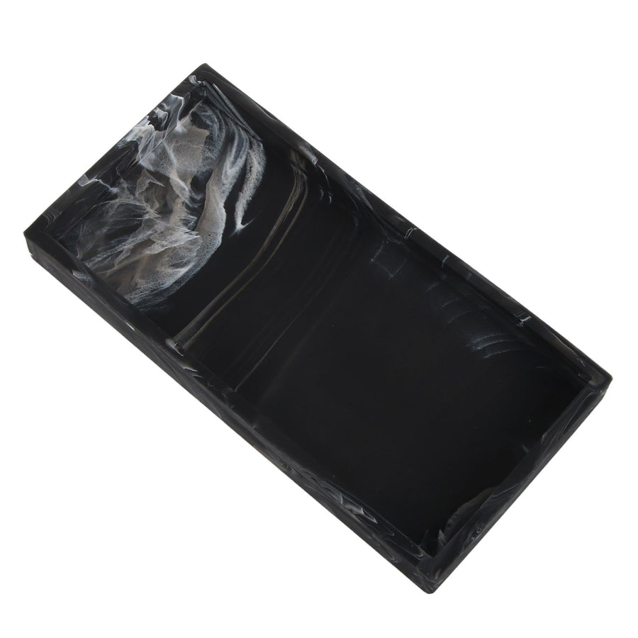 Silicone Storage Tray Shatterproof Key Finger Ring Countertop Sink Vanity Soap Dispenser Tray for Bathroom Marbling Black