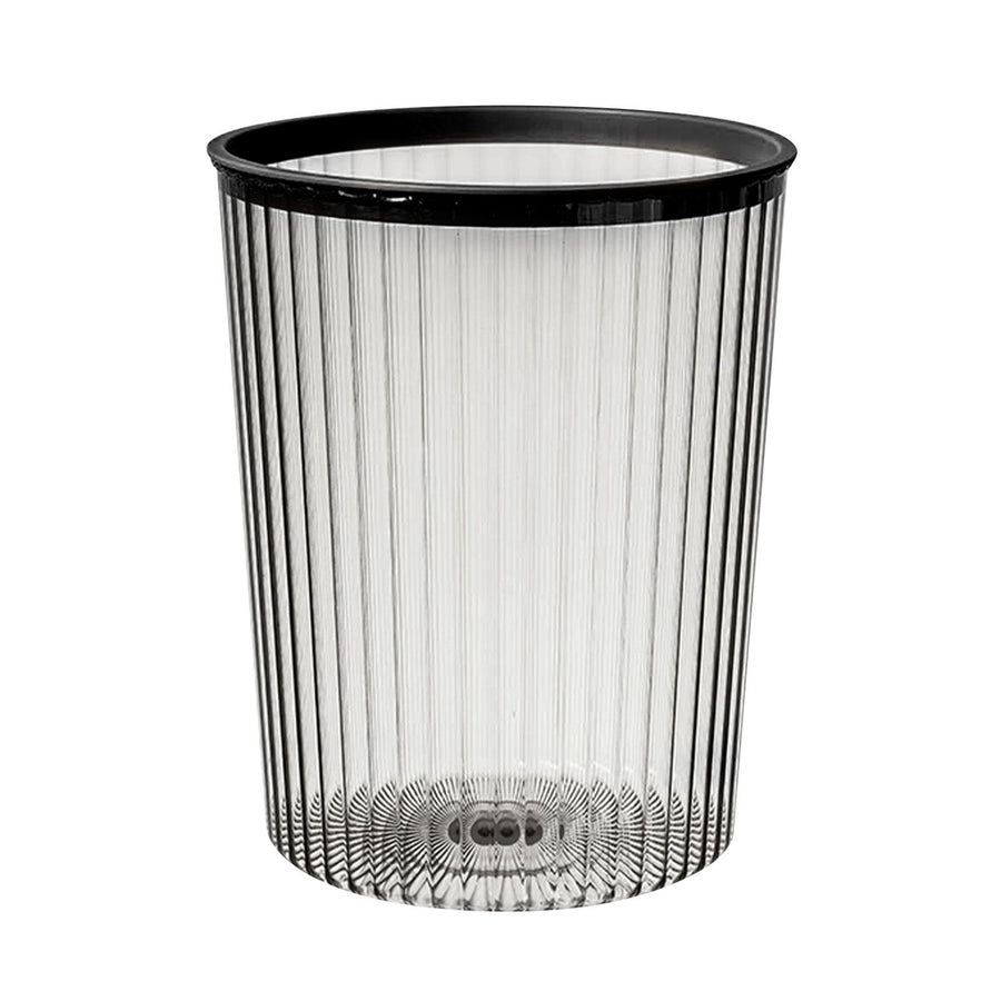 Transparent Garbage Bin with Top Ring Easy Attached Lid Free Large Capacity Trash Bin Can for Household Black
