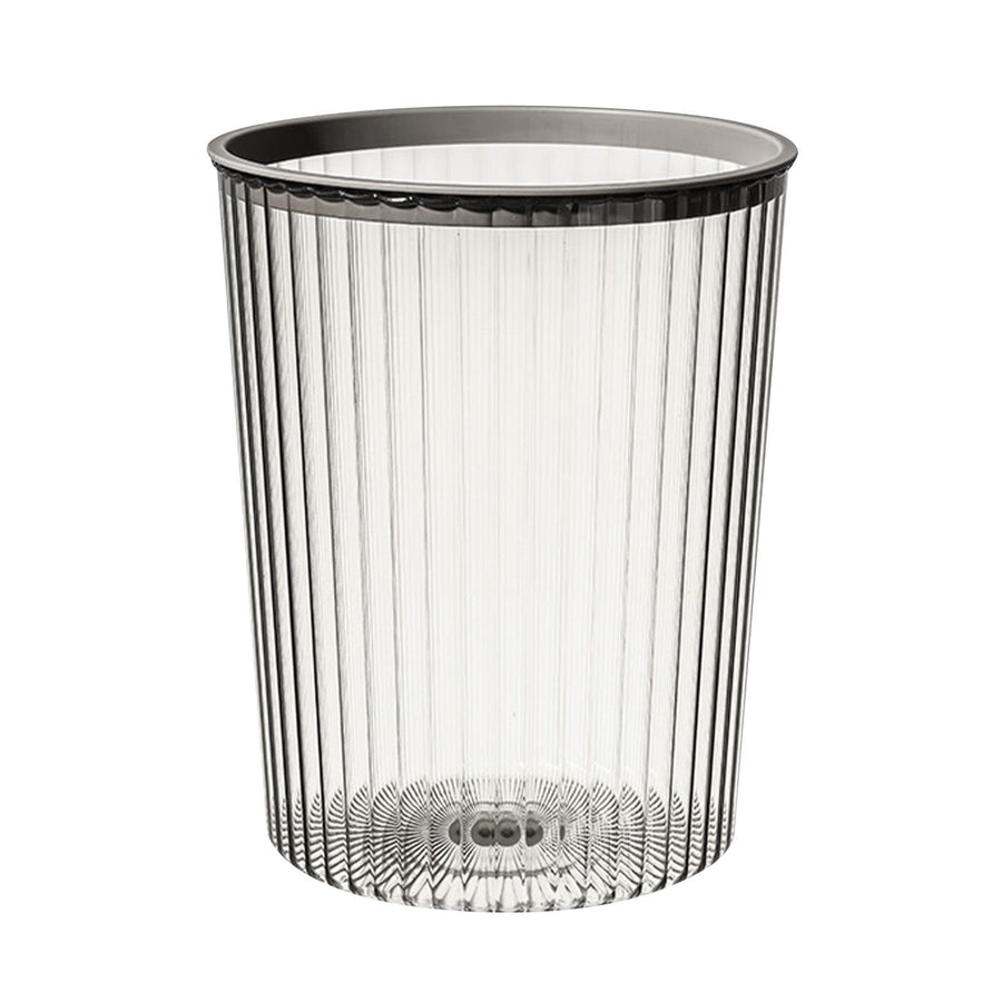 Transparent Garbage Bin with Top Ring Easy Attached Lid Free Large Capacity Trash Bin Can for Household Gray