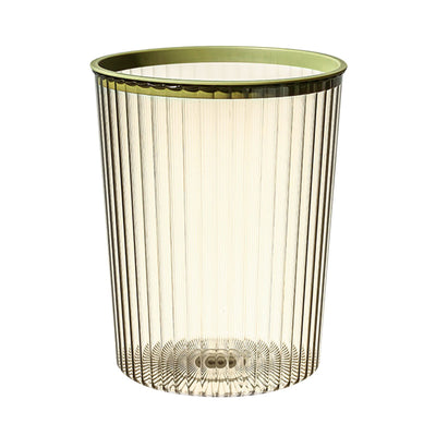 Transparent Garbage Bin with Top Ring Easy Attached Lid Free Large Capacity Trash Bin Can for Household Green