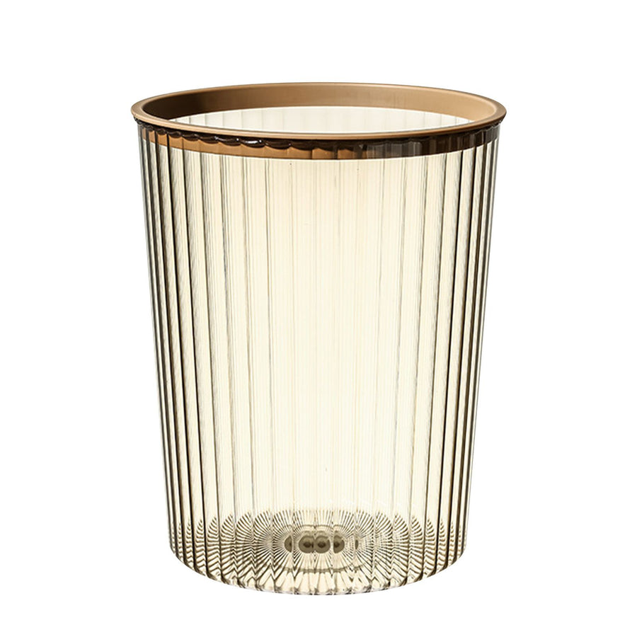 Transparent Garbage Bin with Top Ring Easy Attached Lid Free Large Capacity Trash Bin Can for Household Coffee Color