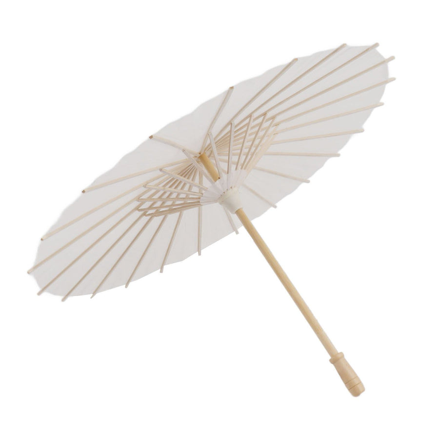 Kids Paper Parasol Bamboo and Paper Chinese Style Elegant White DIY Paper Umbrellas for Decoration 40cm/15.7in