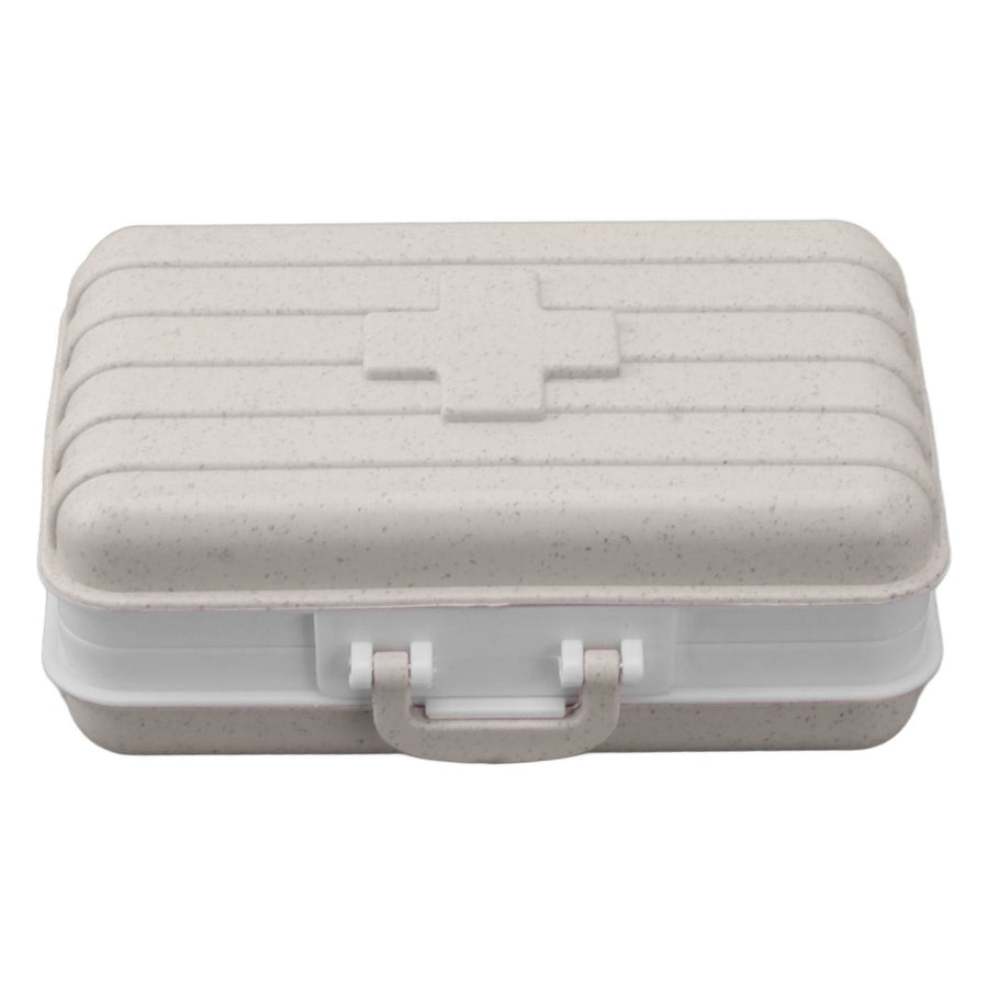 Mini Medicine Box 6 Compartments Luggage Design Tight Sealing Plastic Medicine Container for Pocket Travel Beige