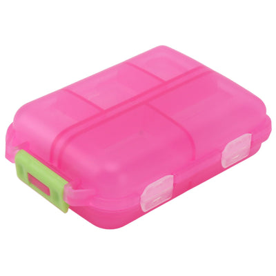 Medicine Box Medicine Case Plastic Waterproof 10 Compartments Buckle Lock Weekly Portable Medicine Container Rose Red