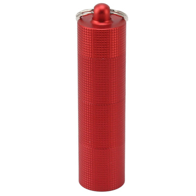 Keychain Medicine Holder Case 3 Compartment Waterproof Metal Travel Tablet Capsule Holder for Outdoor Red