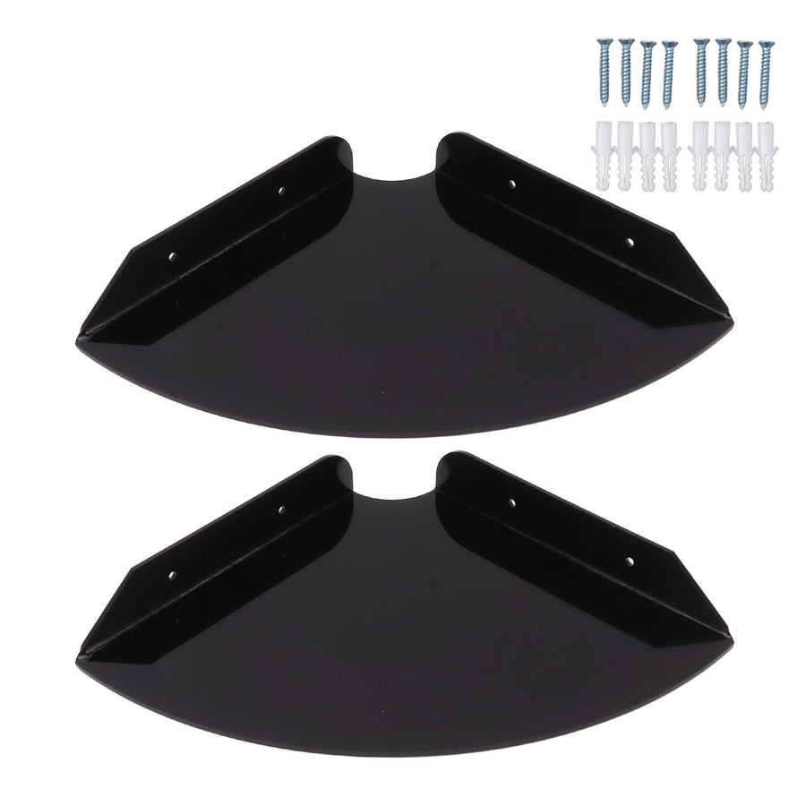 2pcs Wall Mount Floating Corner Shelves Quarter Round Hanging Corner Shelves for Bedrooms Living Rooms Shower Room Black