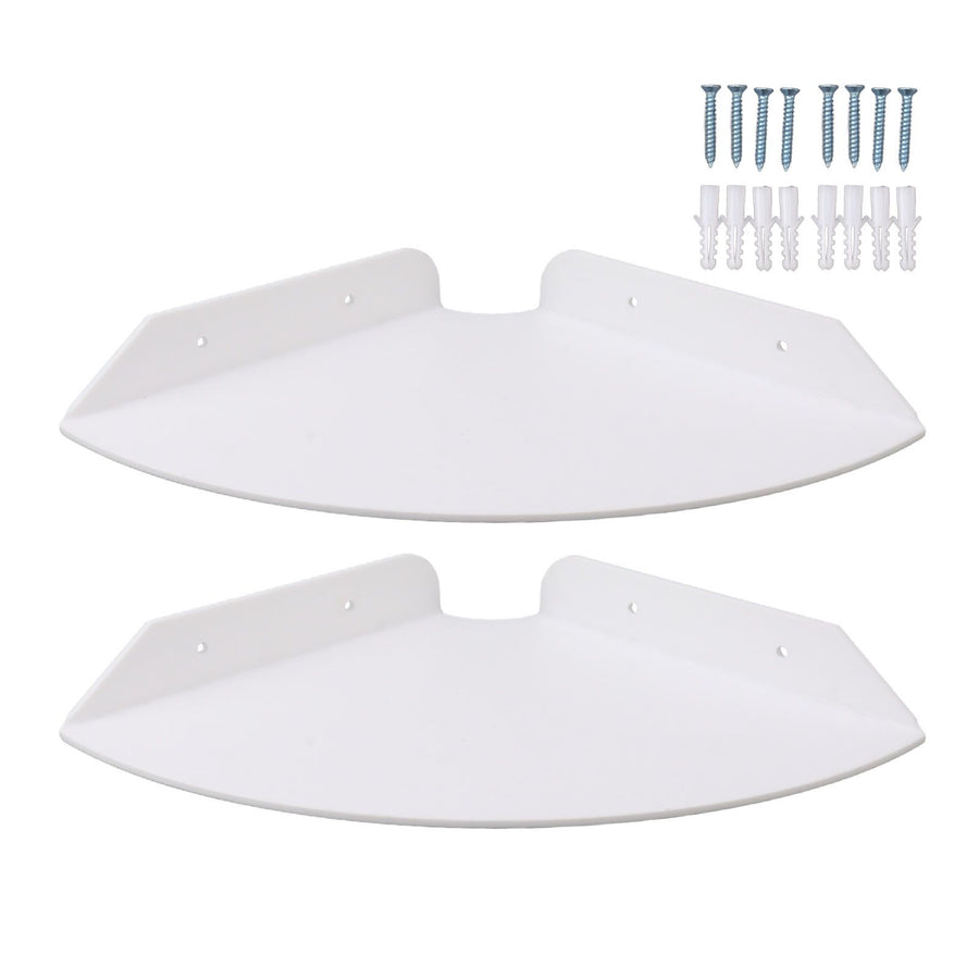 2pcs Wall Mount Floating Corner Shelves Quarter Round Hanging Corner Shelves for Bedrooms Living Rooms Shower Room White