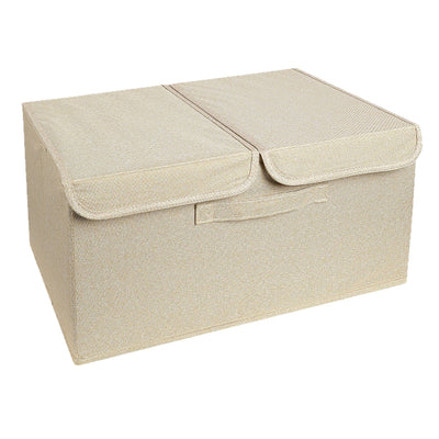 Underwear Socks Storage Organizer with Double Lid Foldable Thick Sock Underwear Storage Case for Socks Bras Ties Towels Khaki