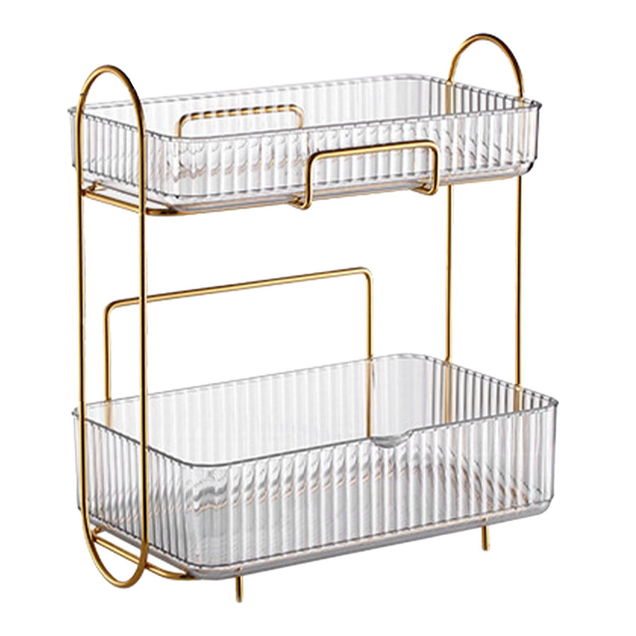 Makeup Organizer 2 Tier Bathroom Countertop Organizer Large Capacity Cosmetic Holder Shelf for Bedroom Dresser Transparent