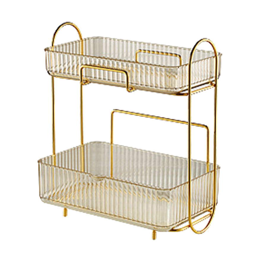 Makeup Organizer 2 Tier Bathroom Countertop Organizer Large Capacity Cosmetic Holder Shelf for Bedroom Dresser Amber
