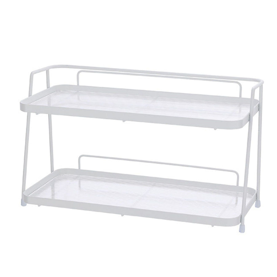 2 Tier Bathroom Countertop Organizer Counter Standing Rack Cosmetic Holder Storage Shelf Cosmetic Organizer Holder White