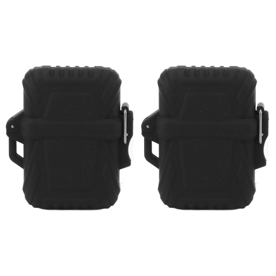 2 PCS Waterproof Lighter Case Plastic Black Sealed Pocket Lighter Container for Outdoor