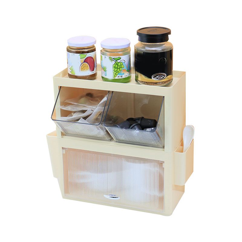 Tea Bag Storage Rack Wall Hanging Space Saving Tea Bag Box for Coffee Capsule Snacks Home Office Cream Yellow