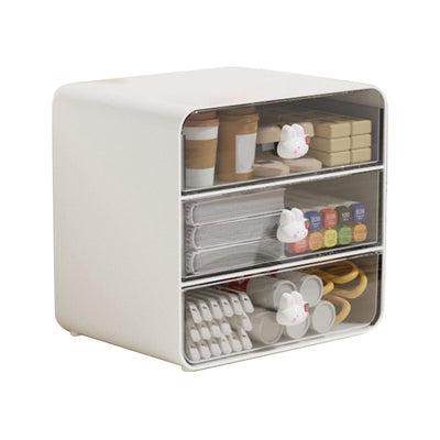 Cosmetics Storage Box Drawer Type Makeup Storage Box Desktop Shelf Basket for Student Dormitory Home Large White Rabbit