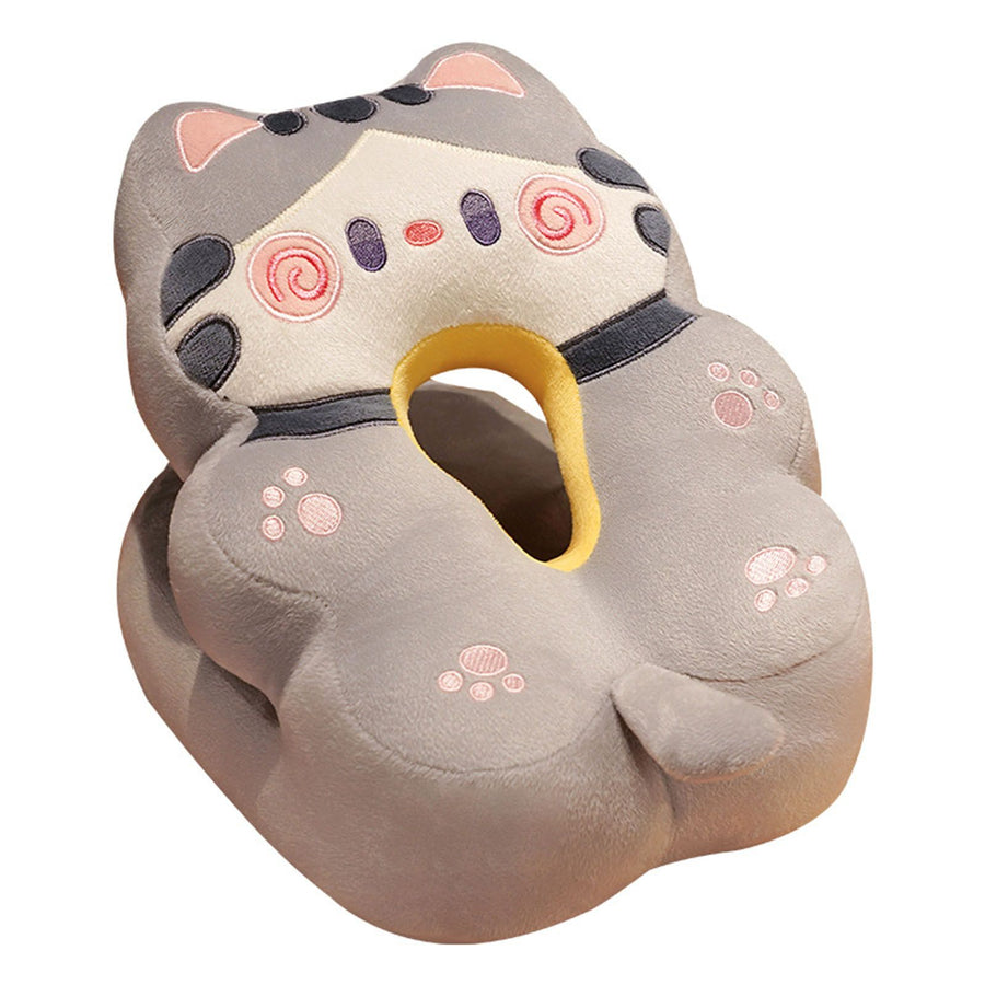 Ice Silk V Shaped Nap Pillow Napping Artifact Cute Animal Sleeping Pillow Cushion for Office Students Grey Cat