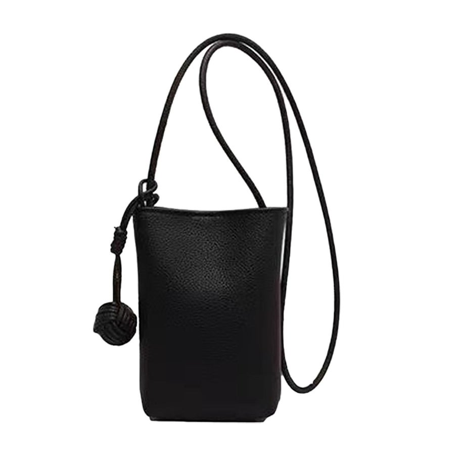 Cell Phone Shoulder Bag PU Leather Cute Mini Wallet Over Shoulder Strap Messenger Bag for Women Black