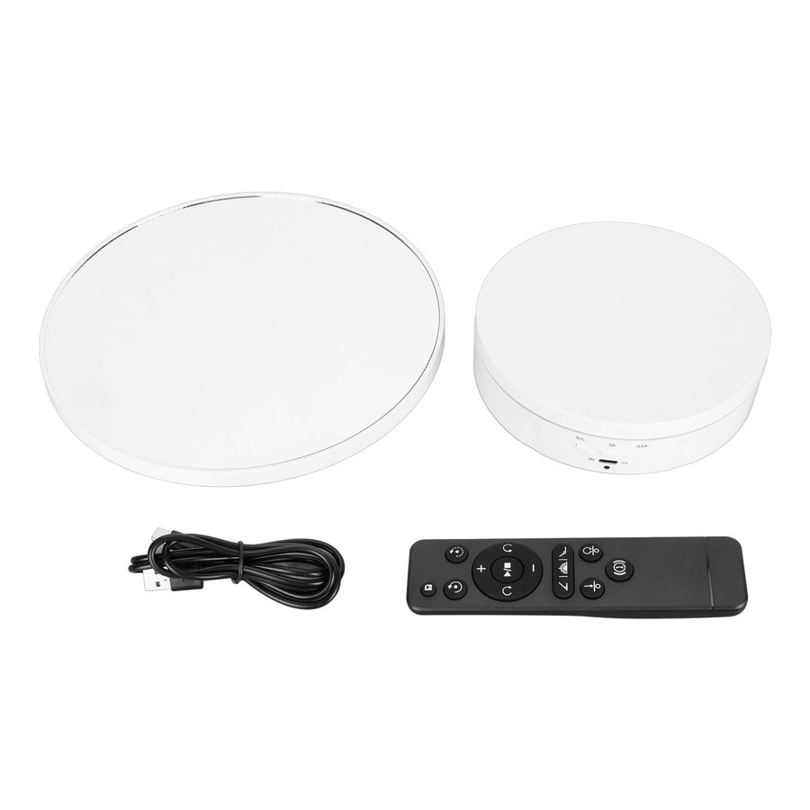 Rotating Display Stand 2 in 1 Automatic 360 Degree Electric Turntable with Remote Control for Photography Product Jewelry White