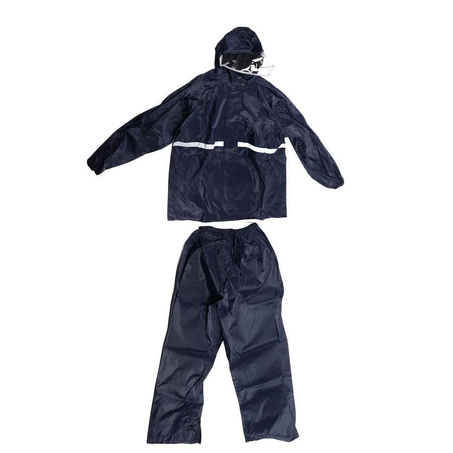 Split Jacket Pants Suit Breathable Waterproof Raincoat Set Double Layer Raincoat Set for Men Women Oxford Navy Blue L