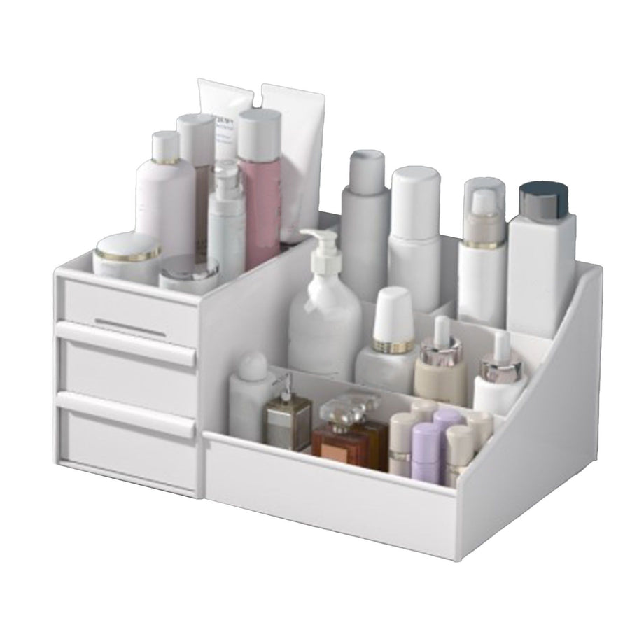 Makeup Organizer for Vanity Large Capacity Cosmetics Storage Box with Drawers for Cosmetics Lipsticks Nail Care Skincare White