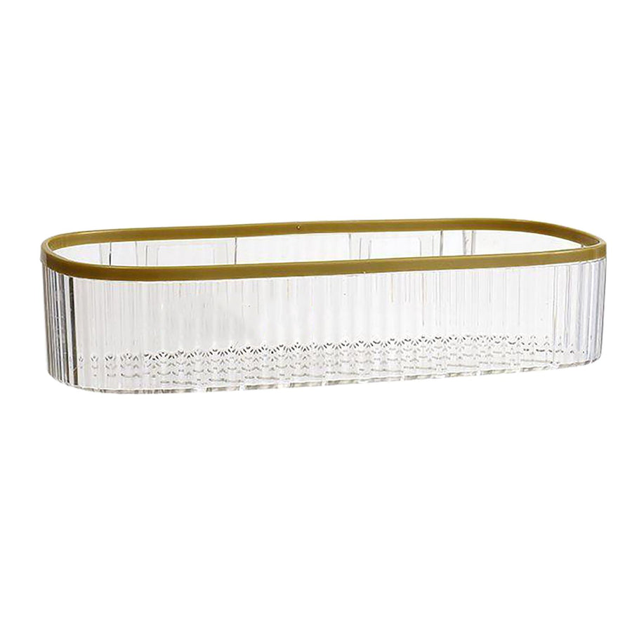 Plastic Wall Mount Organizer Punch Free Transparent White Adhesive Clear Organizer for Bathroom Kitchen Living Room