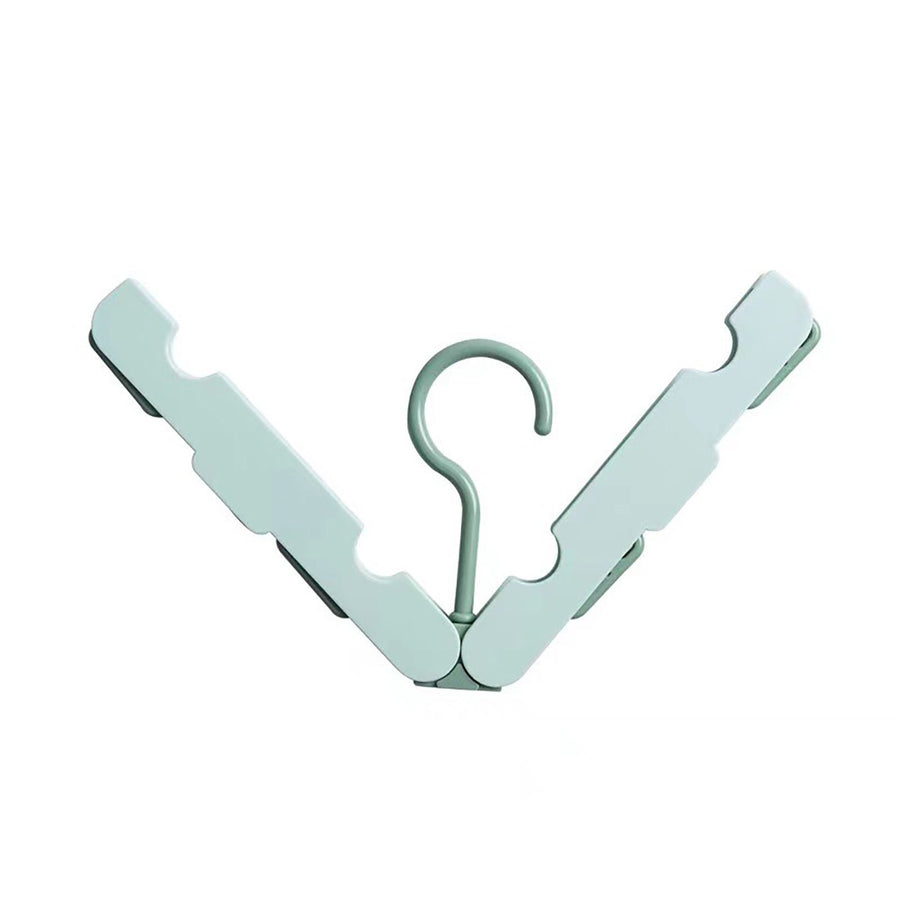 Clothes Hanger Rack Anti Slip Multifunctional Foldable Travel Hanger with Clips for Home Dorm Light Green