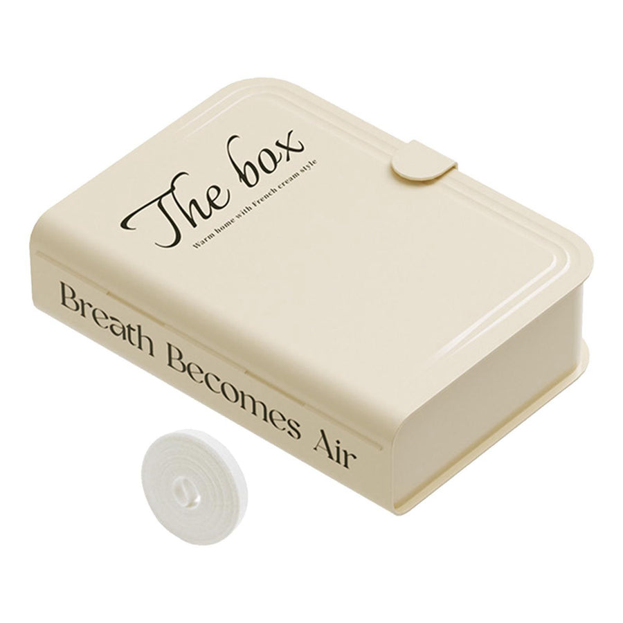 Desktop Organizer Box Data Cable Storage Case Plastic Book Design Home Decoration for Line Earbud Cream