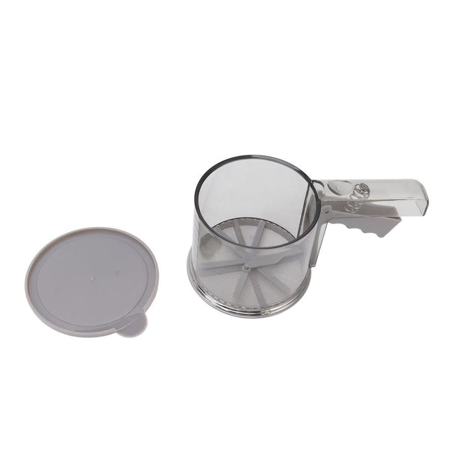 Flour Sifter Sieve PP Transparent Adjustable Fine Mesh One Hand Operation Powder Sifter Sieve for Kitchen Baking Single Layer