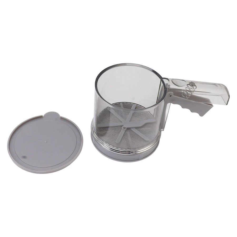 Flour Sifter Sieve PP Transparent Adjustable Fine Mesh One Hand Operation Powder Sifter Sieve for Kitchen Baking Double Layer