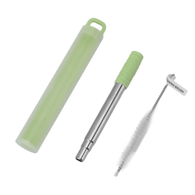Collapsible Stainless Steel Drinking Straw Reusable Metal Straw with Cleaning Brush for Travel Work Green