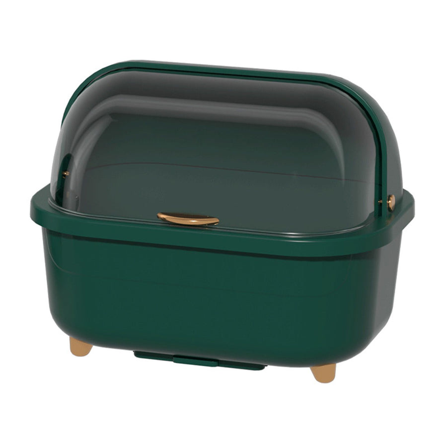Dish Drying Box Multifunctional Space Saving Dish Drainer with Lid Cover for Kitchen Accessories Green M
