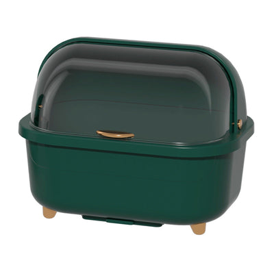 Dish Drying Box Multifunctional Space Saving Dish Drainer with Lid Cover for Kitchen Accessories Green L