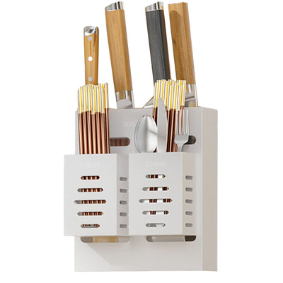 Utensil Holder Stainless Steel Wall Mount Chopstick Draining Storage Shelf for Home Kitchen Glossy