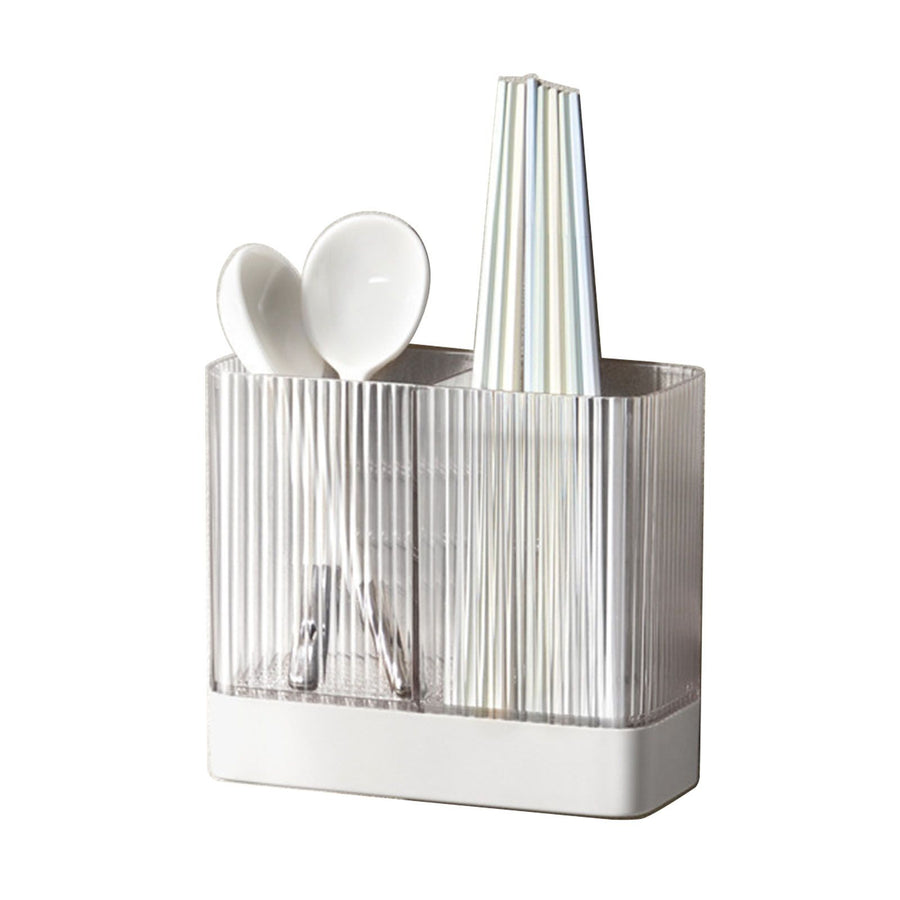 Kitchen Utensil Holder ABS Wall Mounted Multifunctional Draining Chopstick Cage Spoon Forks Storage Box for Home Countertop White